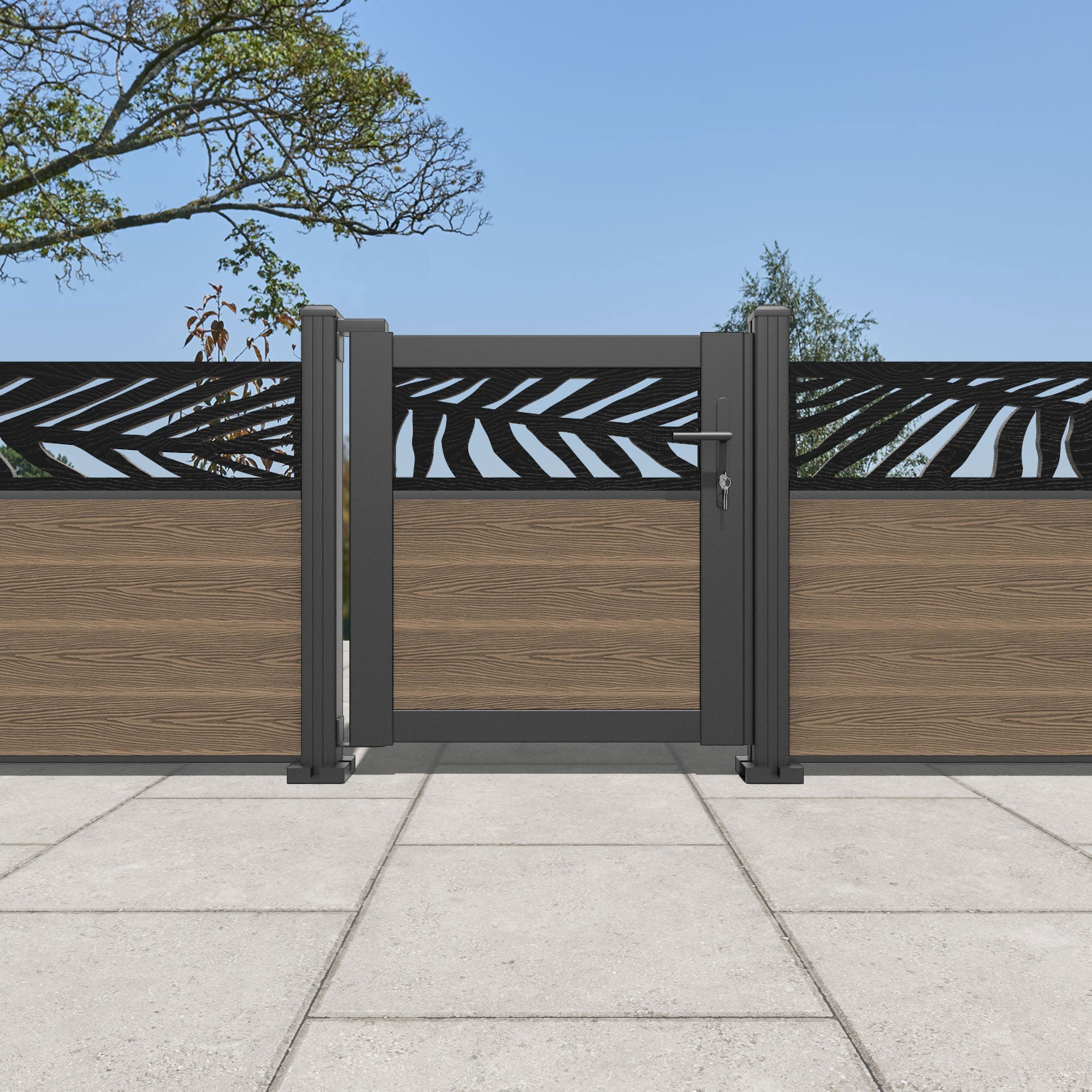 Classic Palm Pedestrian Gate - Teak