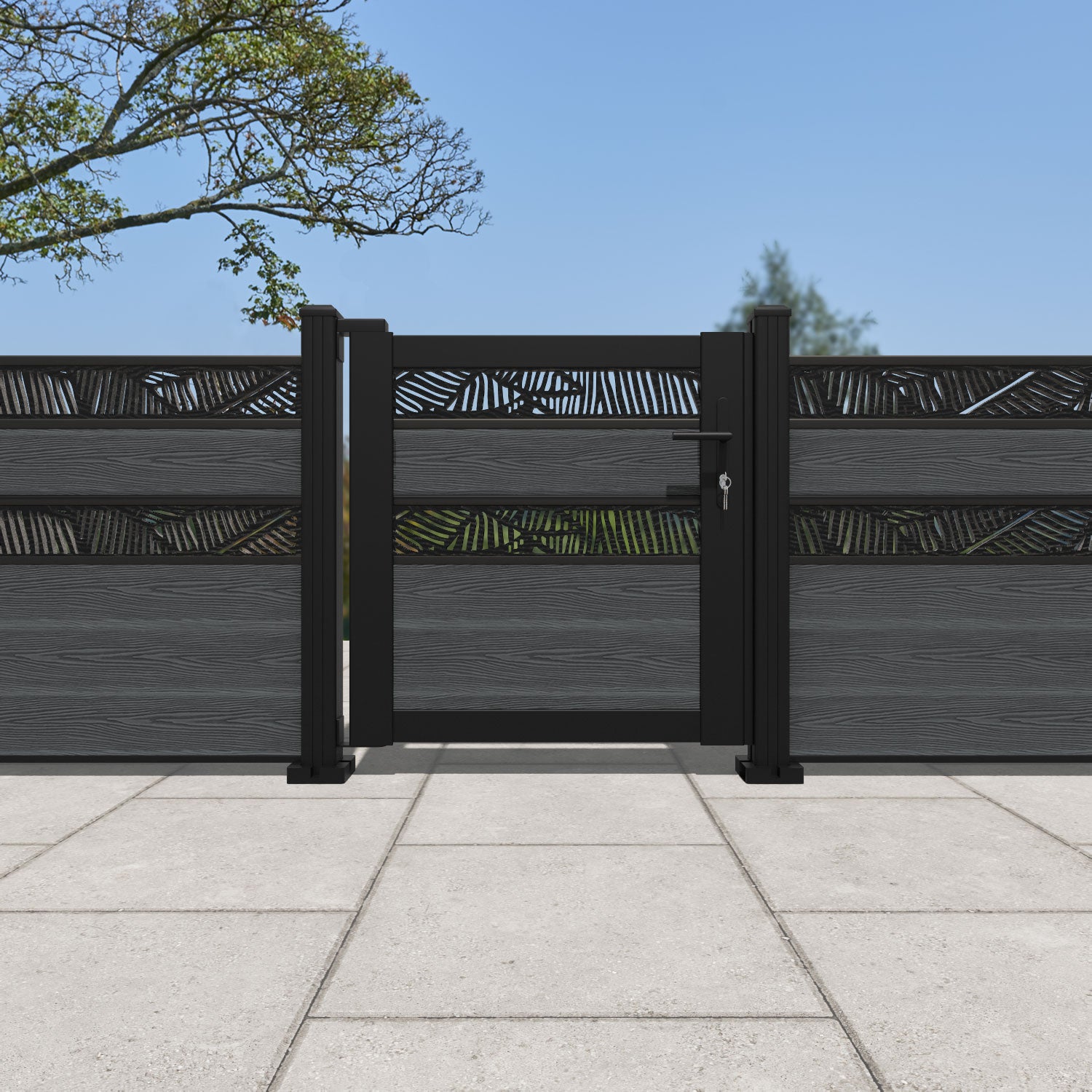 Classic Feather Split Screen Pedestrian Gate - Dark Grey