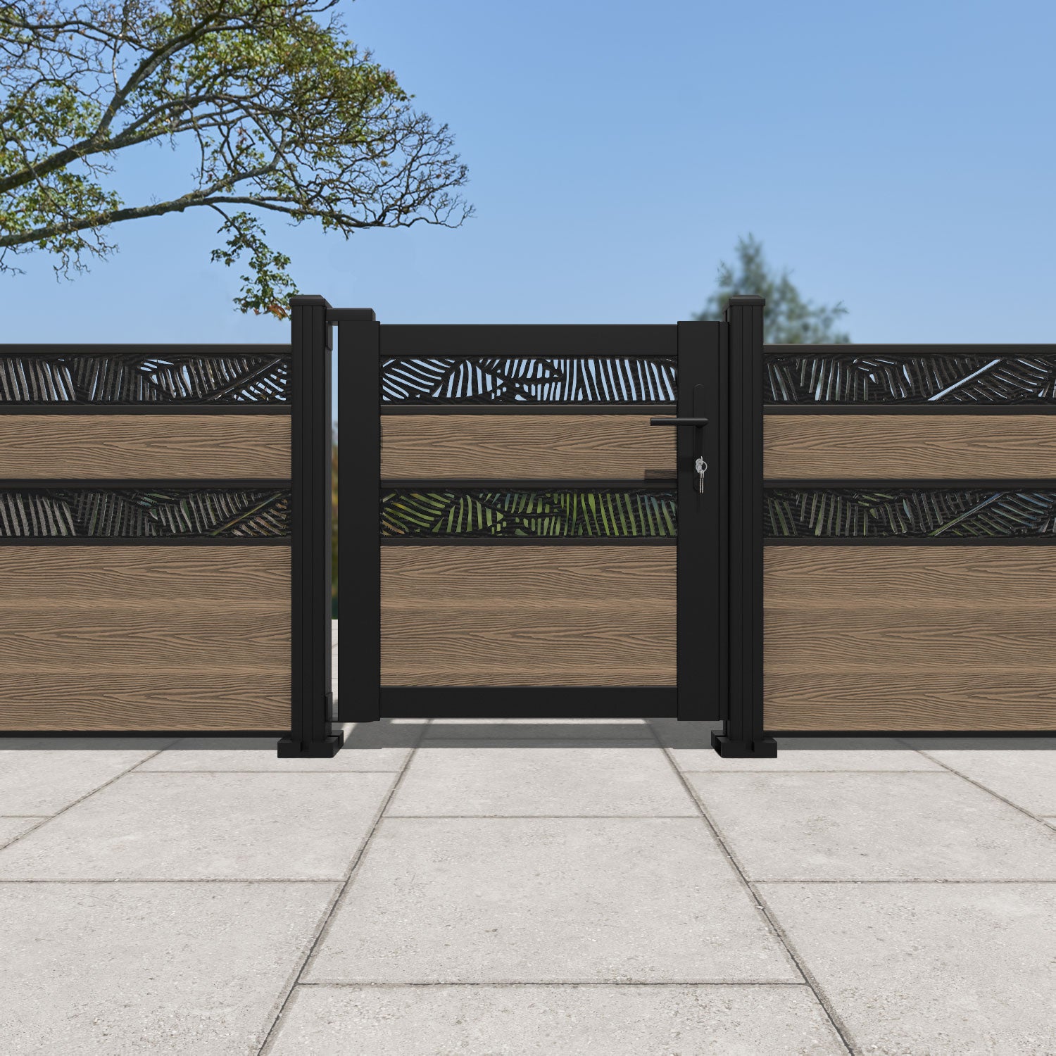 Classic Feather Split Screen Pedestrian Gate - Teak
