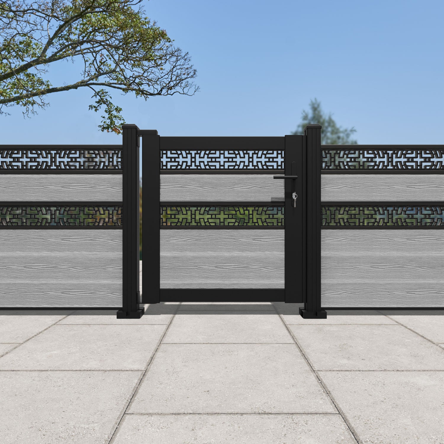 Classic Kumo Split Screen Pedestrian Gate - Light Grey