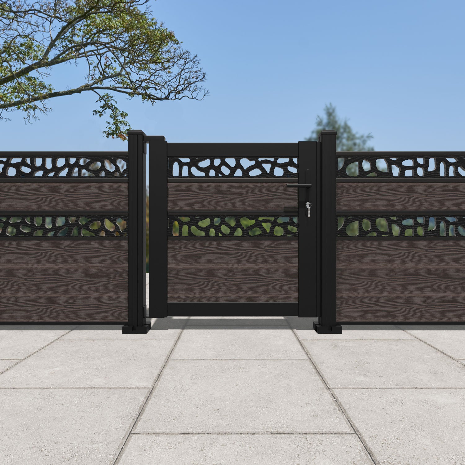 Classic Pebble Split Screen Pedestrian Gate - Mid Brown