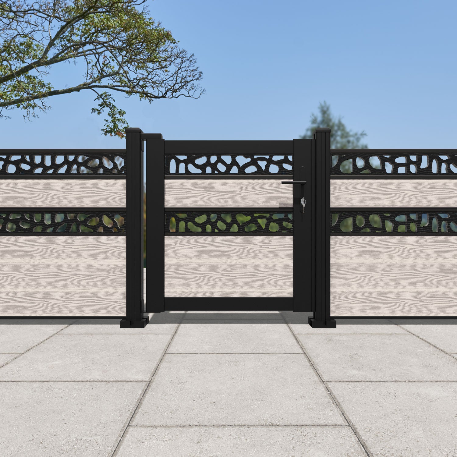 Classic Pebble Split Screen Pedestrian Gate - Mid Stone
