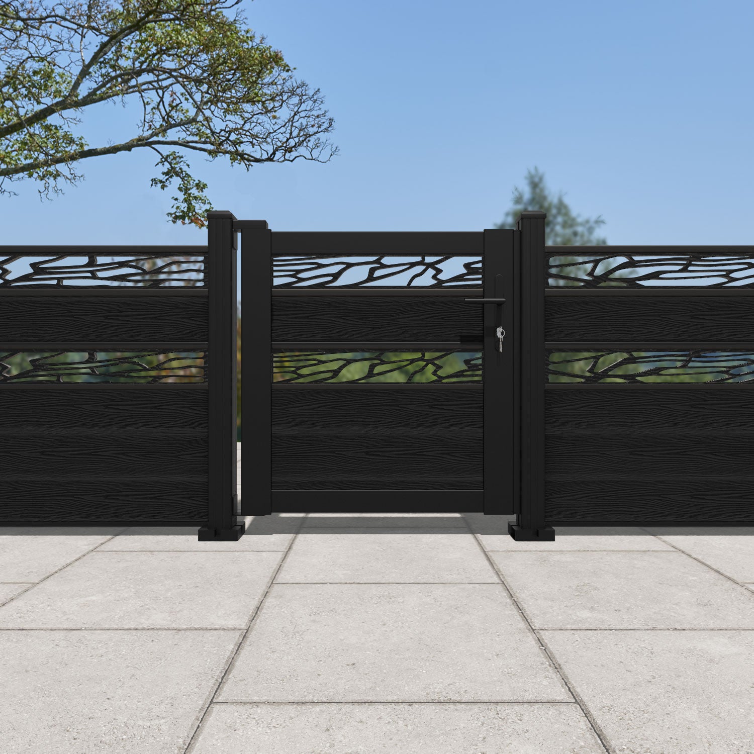 Classic Shatter Split Screen Pedestrian Gate - Black