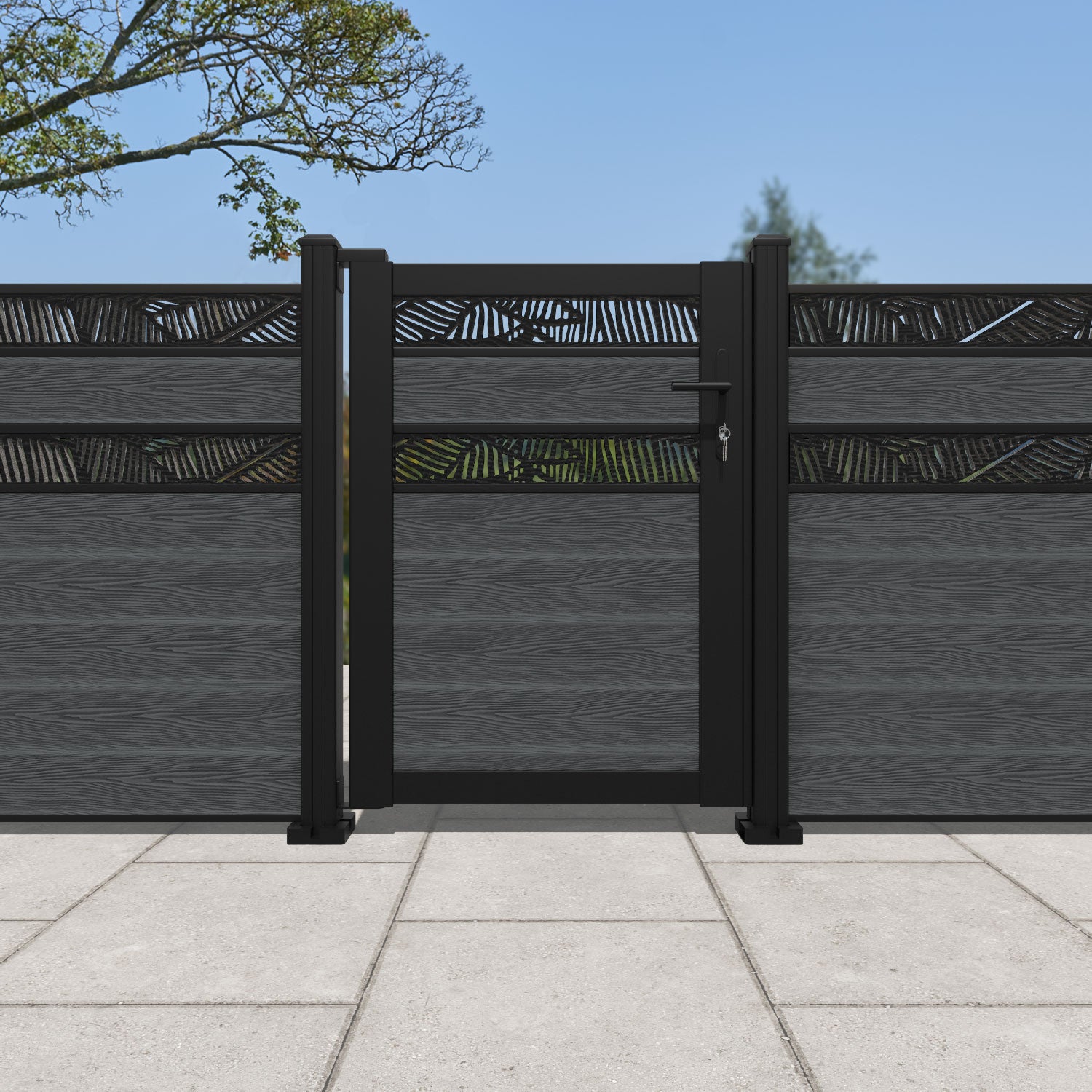 Classic Feather Split Screen Pedestrian Gate - Dark Grey