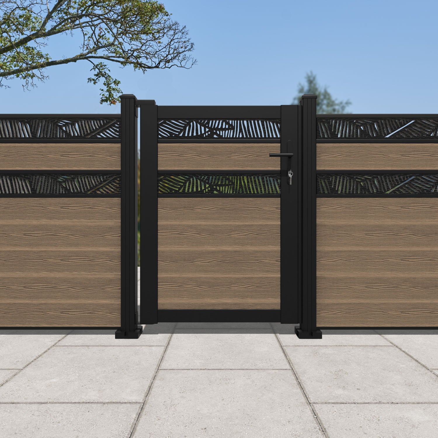 Classic Feather Split Screen Pedestrian Gate - Teak