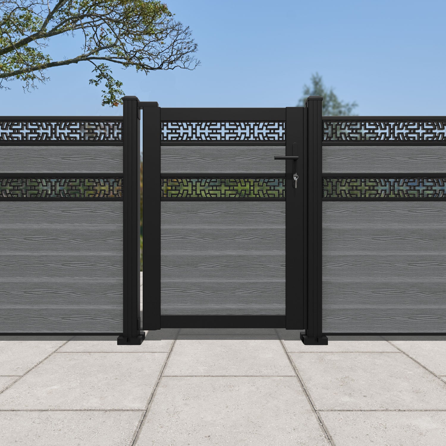 Classic Kumo Split Screen Pedestrian Gate - Mid Grey