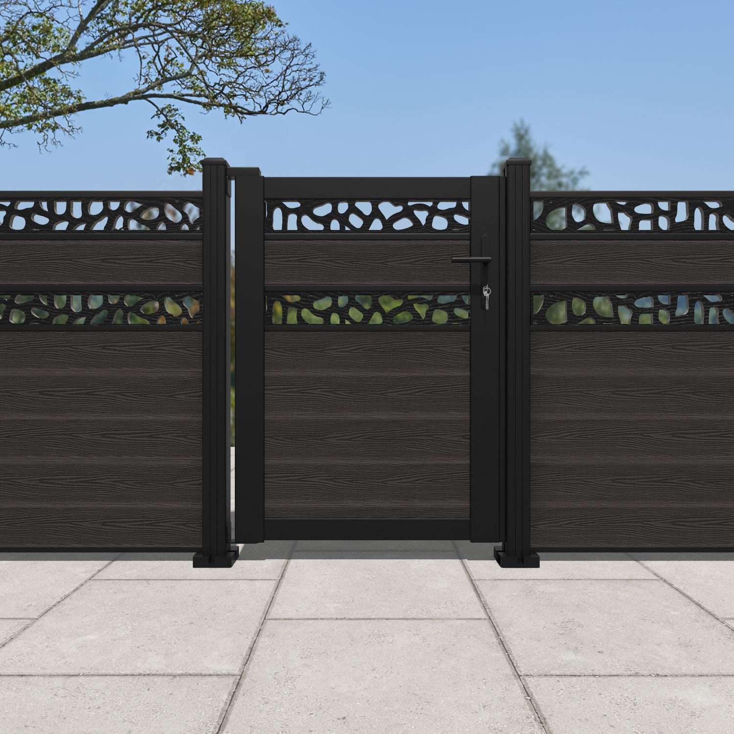 Classic Pebble Split Screen Pedestrian Gate - Dark Oak