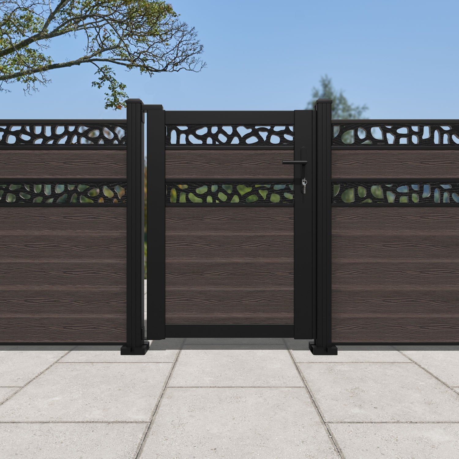Classic Pebble Split Screen Pedestrian Gate - Mid Brown