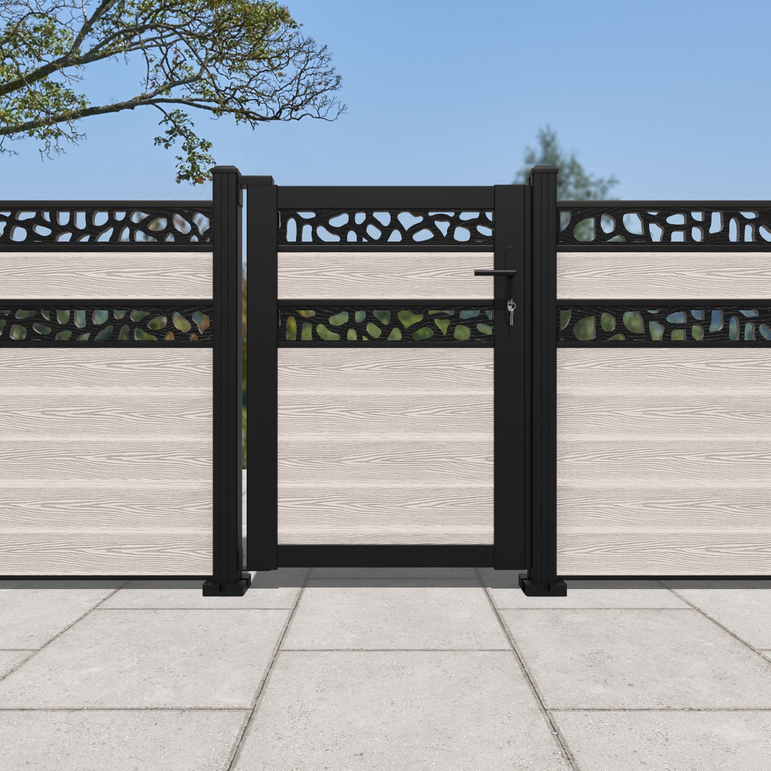 Classic Pebble Split Screen Pedestrian Gate - Mid Stone