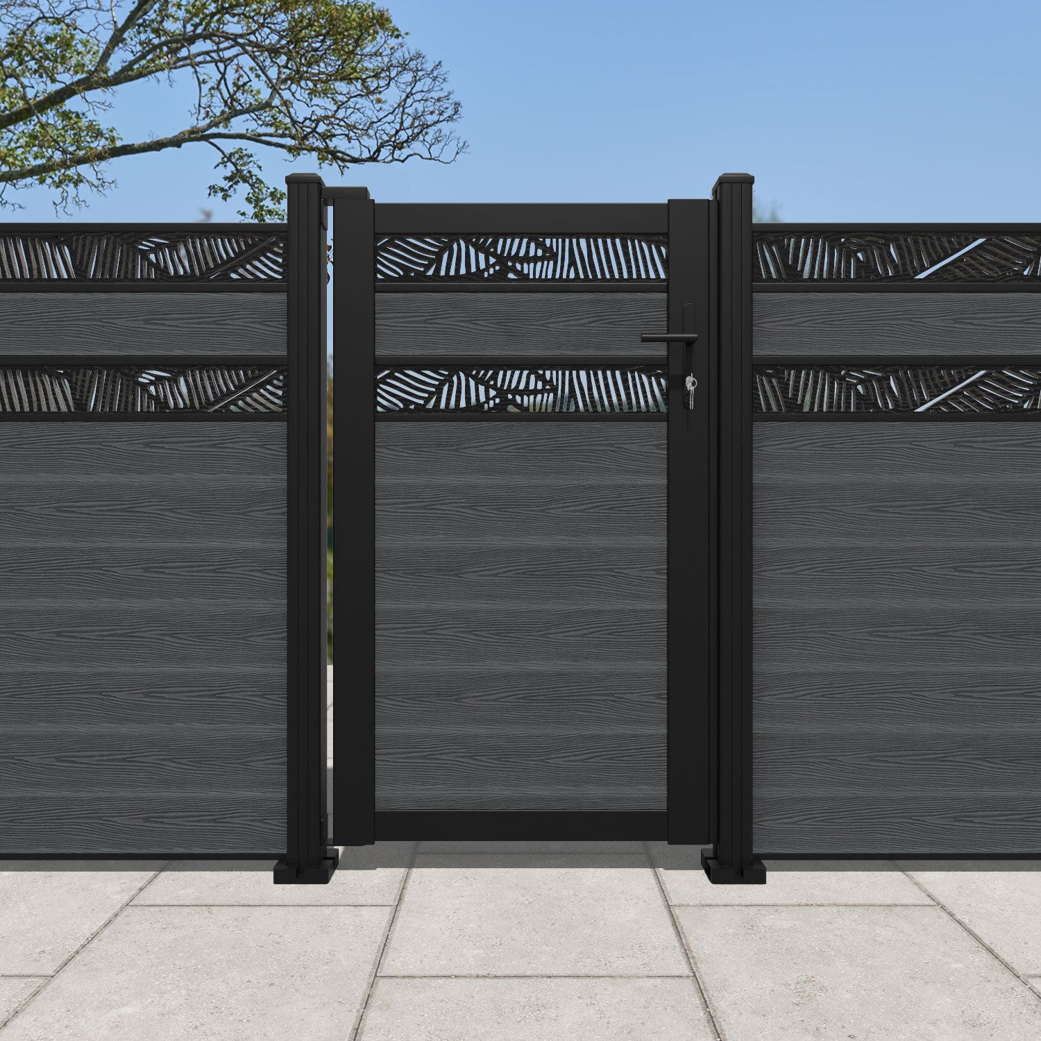 Classic Feather Split Screen Pedestrian Gate - Dark Grey