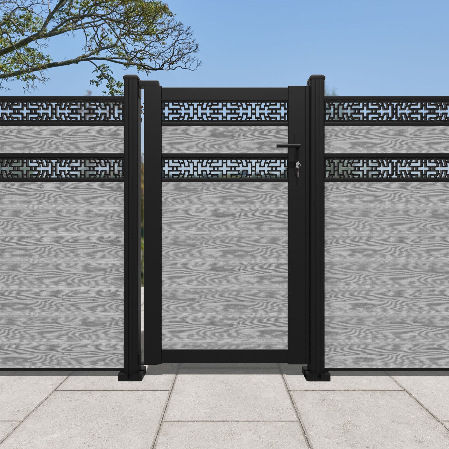 Classic Kumo Split Screen Pedestrian Gate - Light Grey