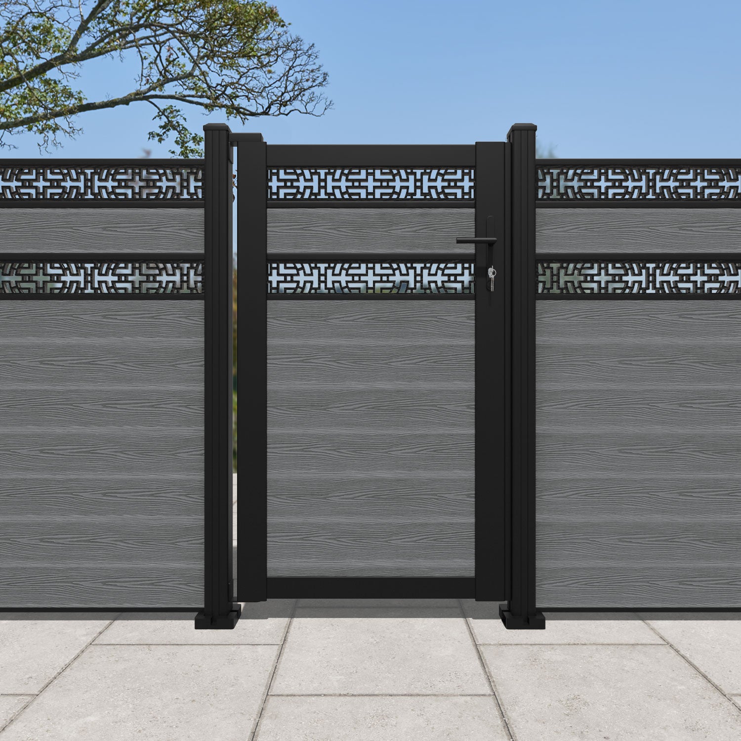 Classic Kumo Split Screen Pedestrian Gate - Mid Grey