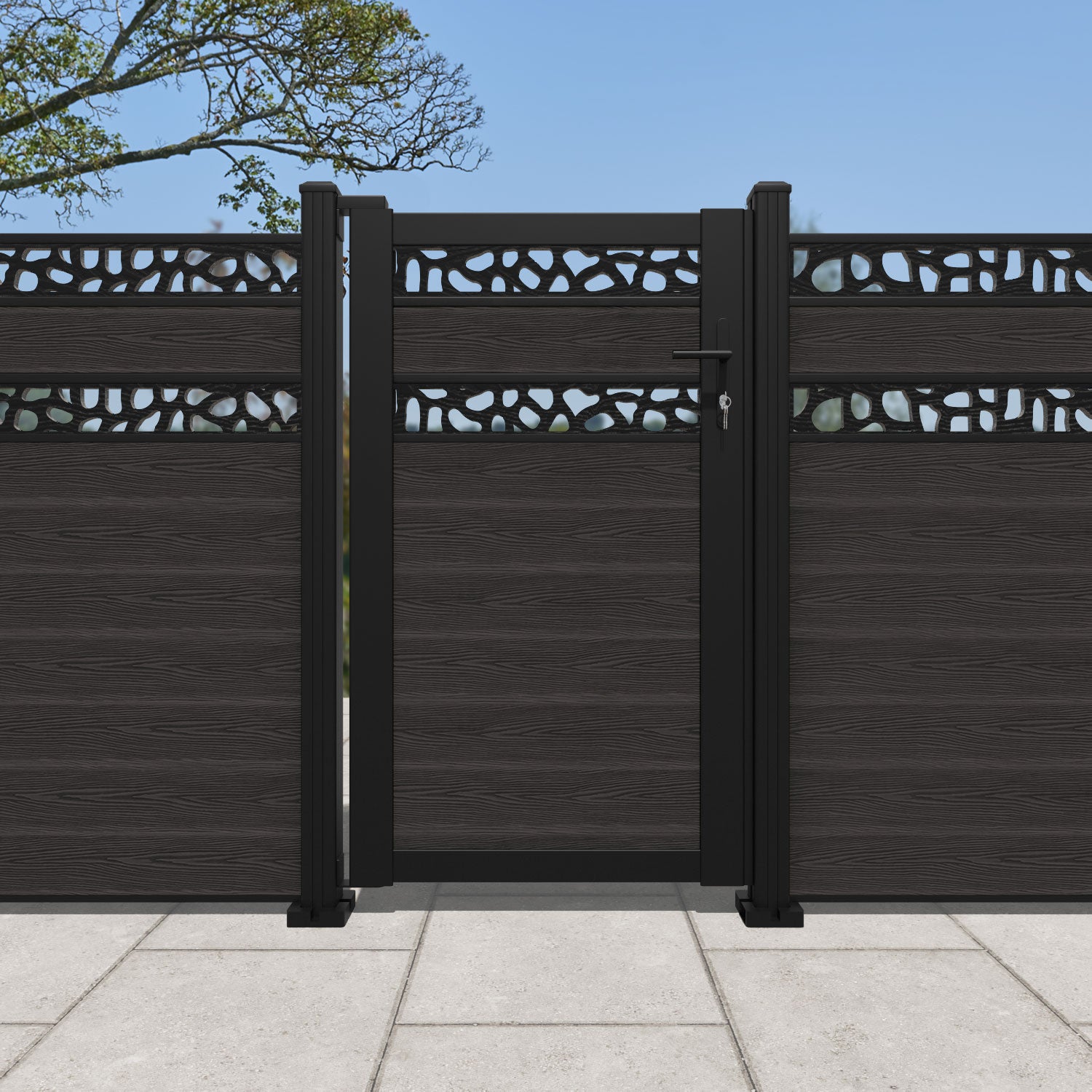 Classic Pebble Split Screen Pedestrian Gate - Dark Oak