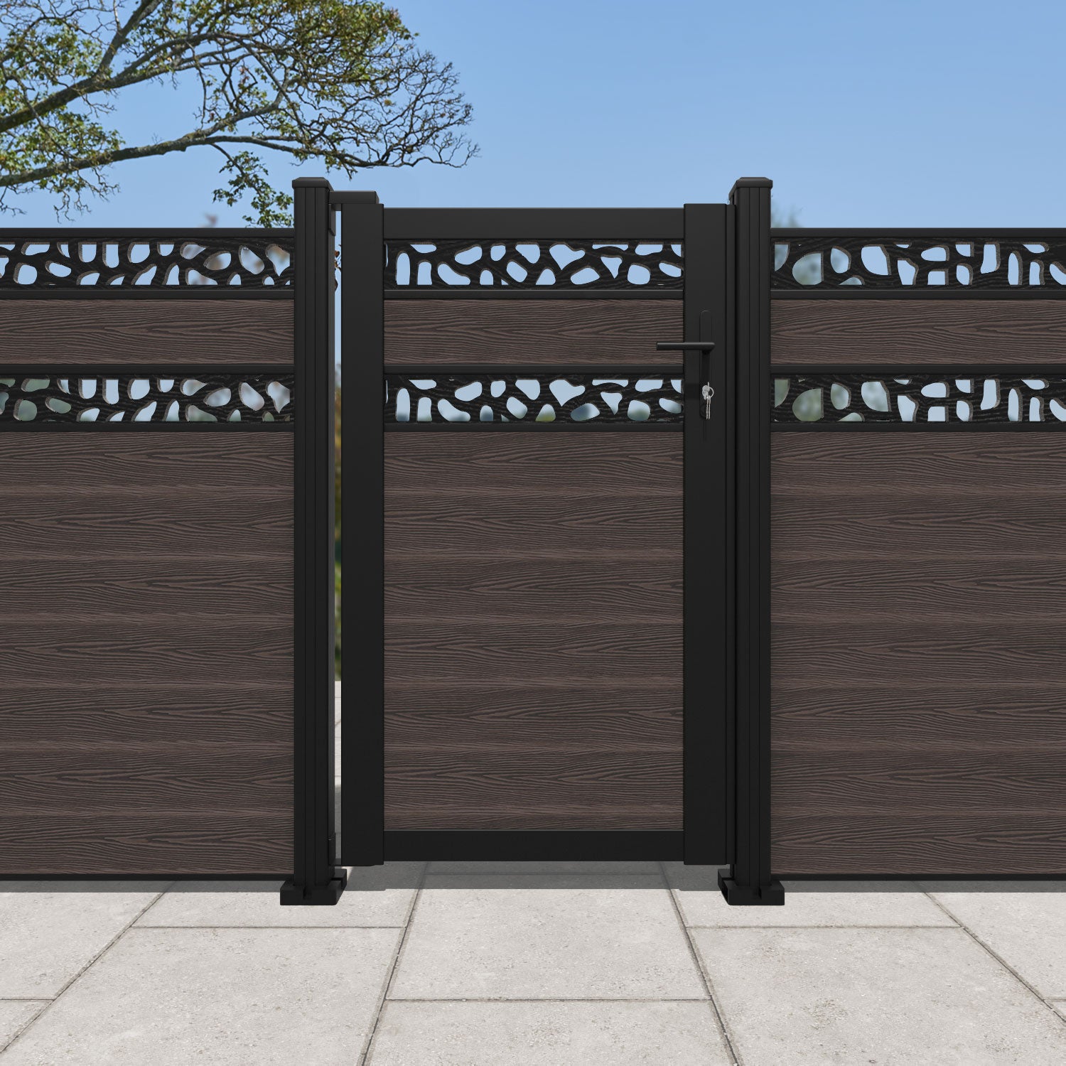 Classic Pebble Split Screen Pedestrian Gate - Mid Brown