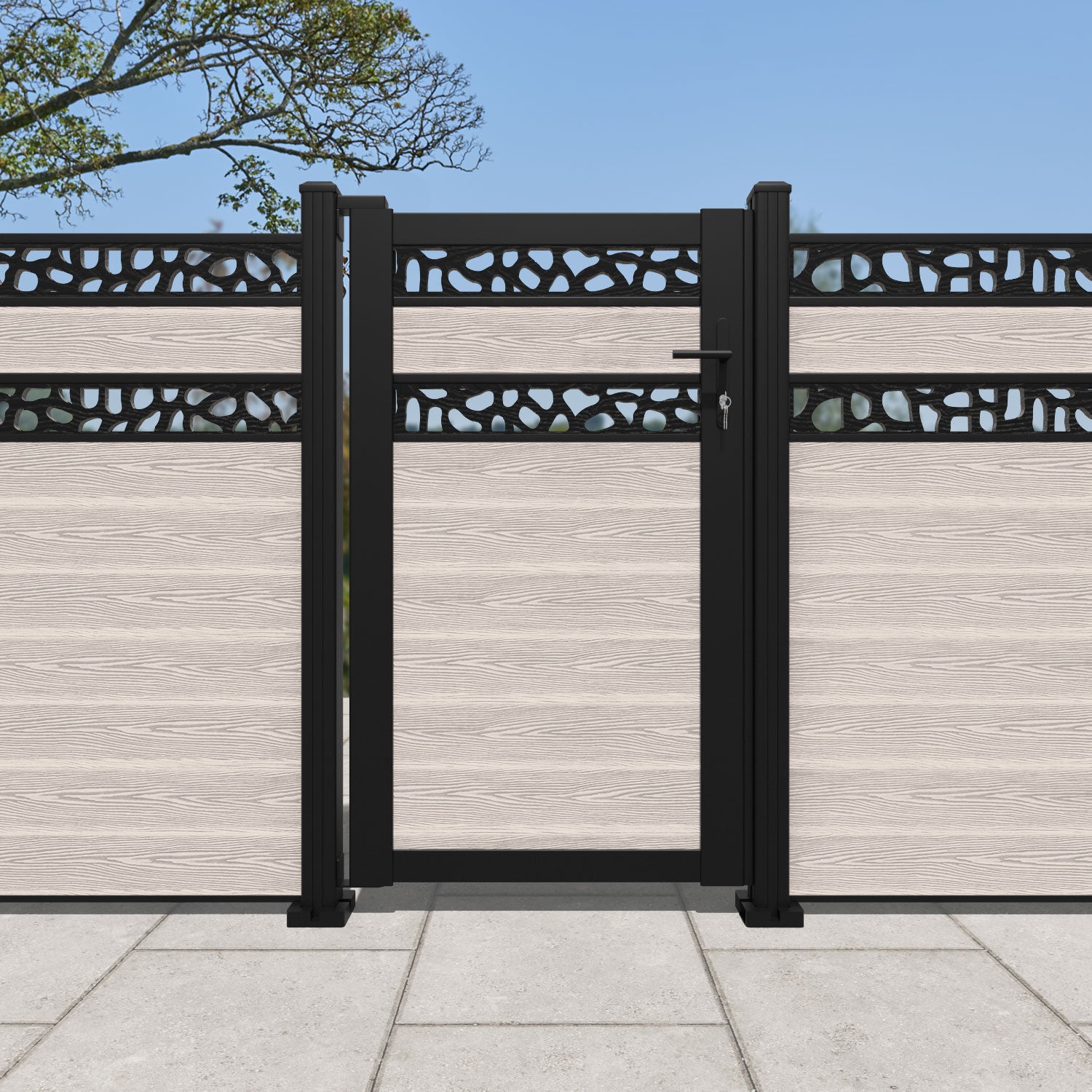 Classic Pebble Split Screen Pedestrian Gate - Mid Stone