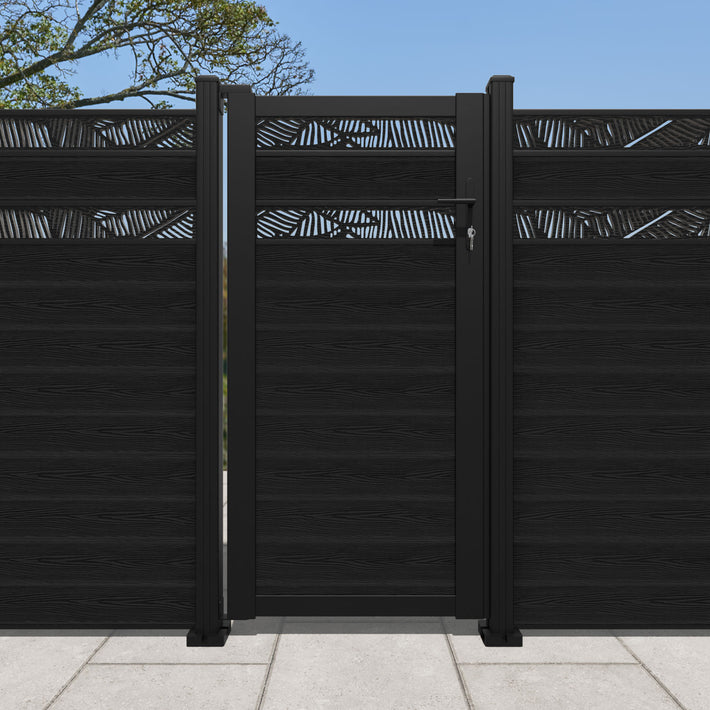 Classic Feather Split Screen Pedestrian Gate - Black