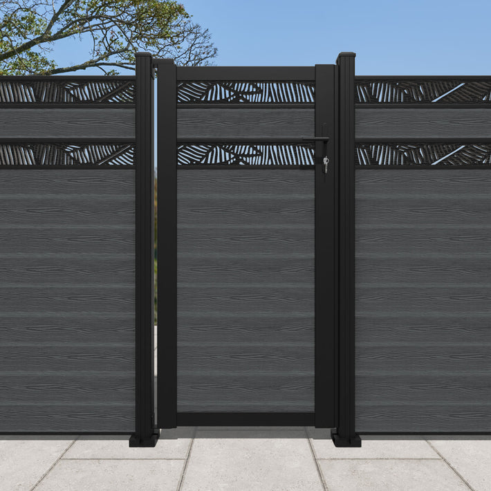 Classic Feather Split Screen Pedestrian Gate - Dark Grey