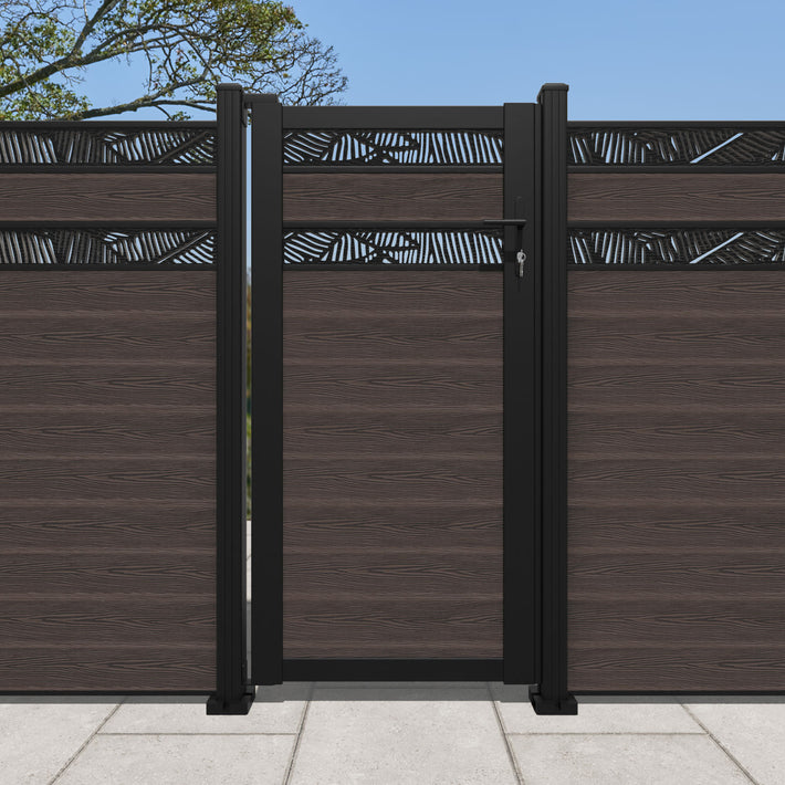 Classic Feather Split Screen Pedestrian Gate - Mid Brown