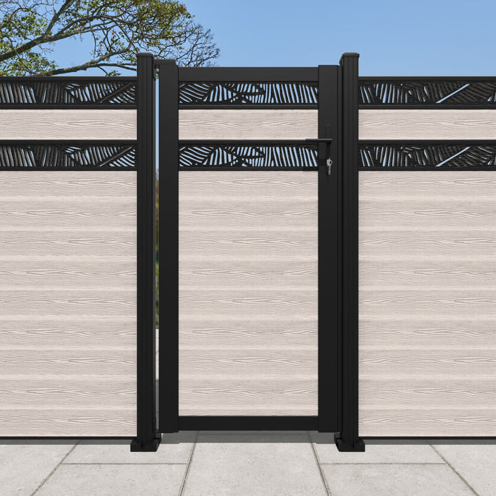 Classic Feather Split Screen Pedestrian Gate - Mid Stone