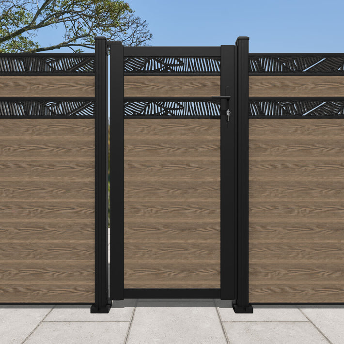 Classic Feather Split Screen Pedestrian Gate - Teak