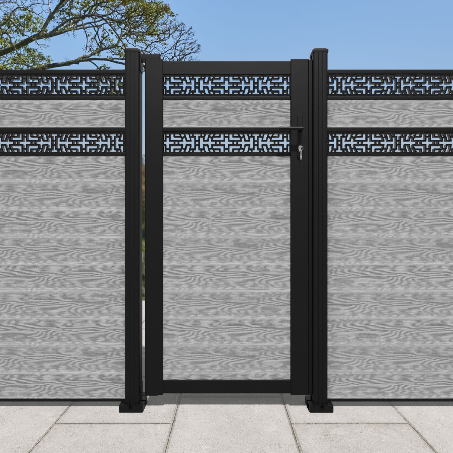 Classic Kumo Split Screen Pedestrian Gate - Light Grey