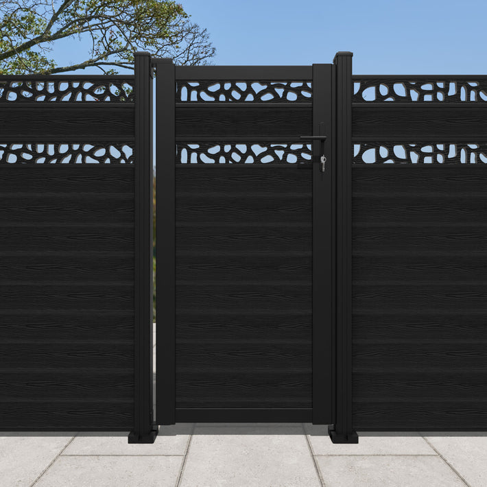 Classic Pebble Split Screen Pedestrian Gate - Black