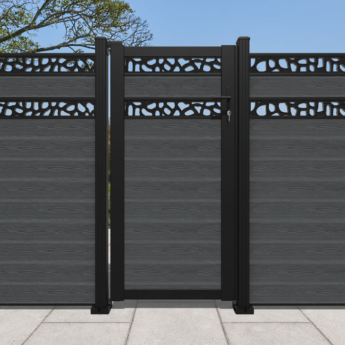 Classic Pebble Split Screen Pedestrian Gate - Dark Grey