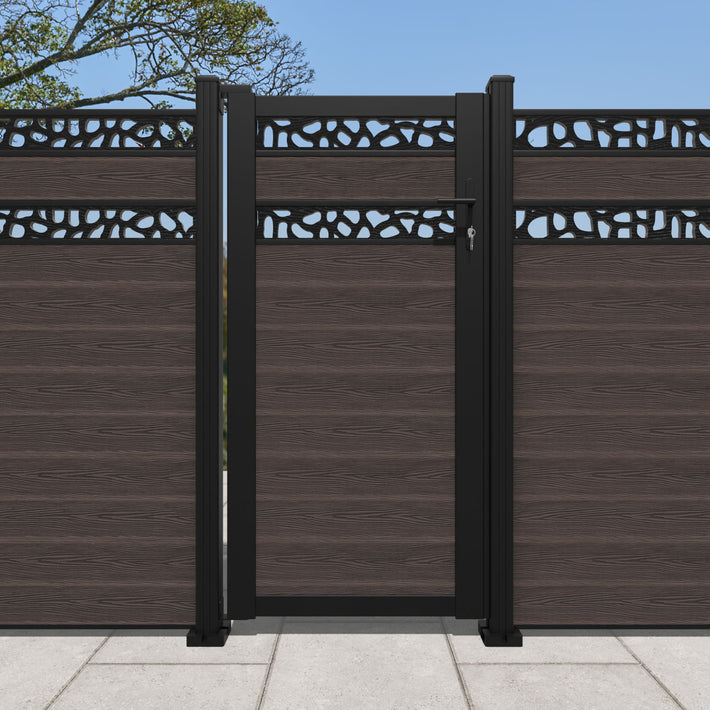 Classic Pebble Split Screen Pedestrian Gate - Mid Brown