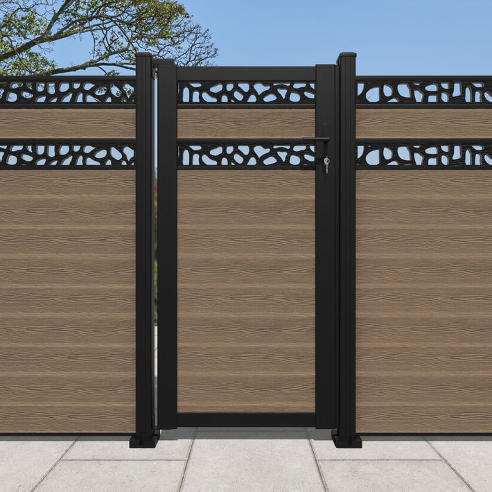 Classic Pebble Split Screen Pedestrian Gate - Teak