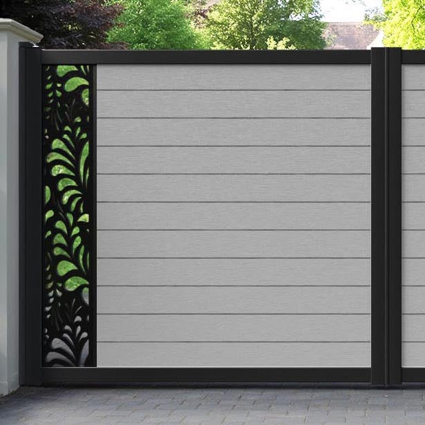 Fusion Petal Straight Top Driveway Gate - Light Grey - End Screen