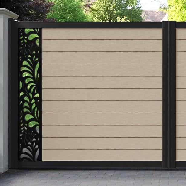 Fusion Petal Straight Top Driveway Gate - Light Oak - End Screen