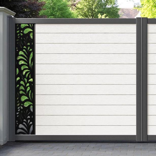 Fusion Petal Straight Top Driveway Gate - Light Stone - End Screen