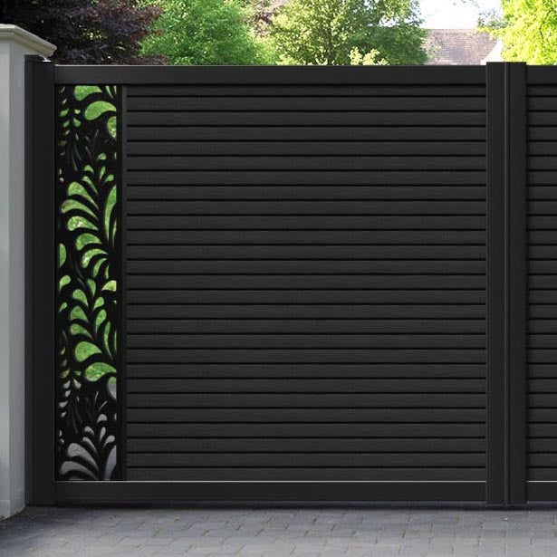 Hudson Petal Straight Top Driveway Gate - Black - End Screen