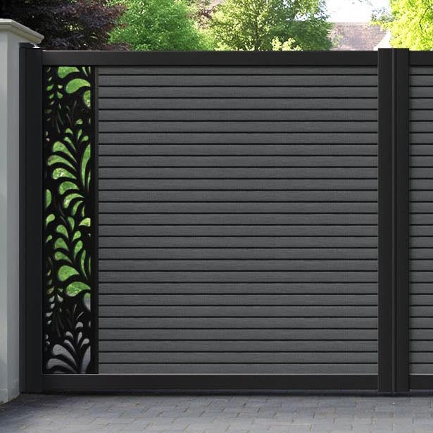 Hudson Petal Straight Top Driveway Gate - Dark Grey - End Screen