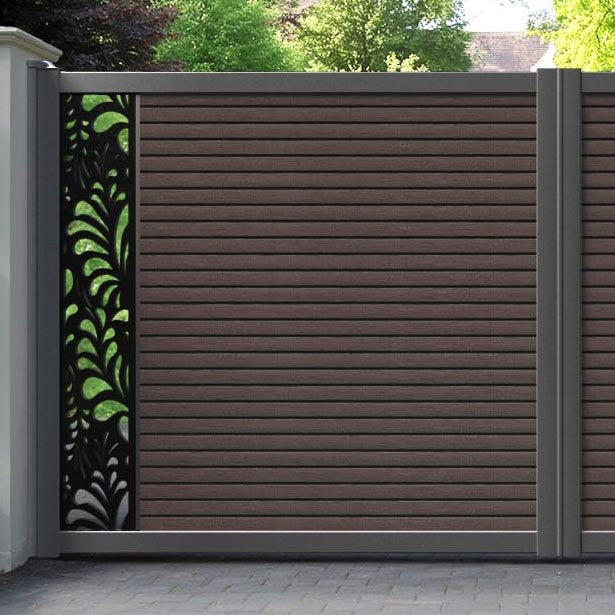 Hudson Petal Straight Top Driveway Gate - Mid Brown - End Screen