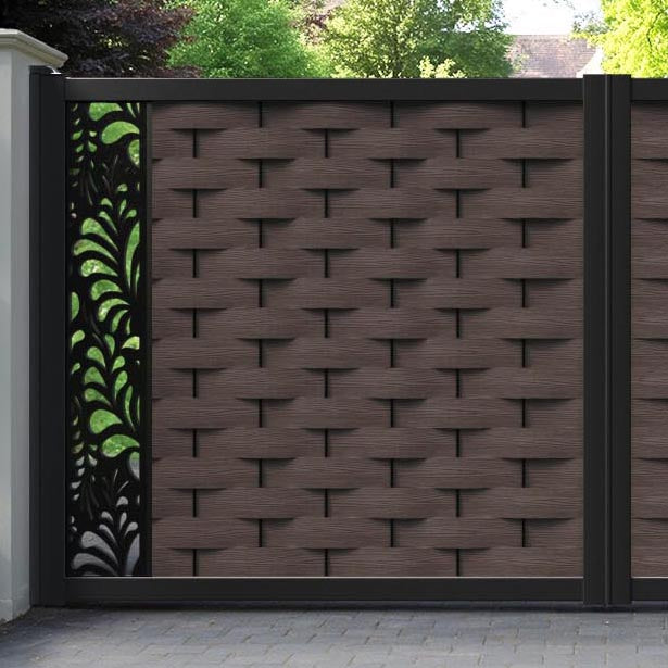 Ripple Petal Straight Top Driveway Gate - Mid Brown - End Screen