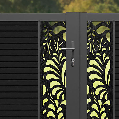 Hudson Petal Straight Top Driveway Gate - Black - Middle & End Screen