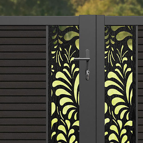 Hudson Petal Straight Top Driveway Gate - Dark Oak - Middle Screen