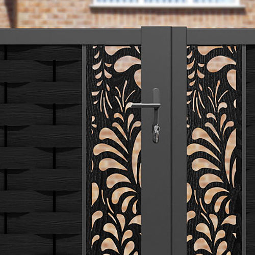 Ripple Petal Straight Top Driveway Gate - Black - Middle Screen