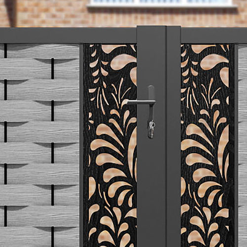 Ripple Petal Straight Top Driveway Gate - Light Grey - Middle & End Screen