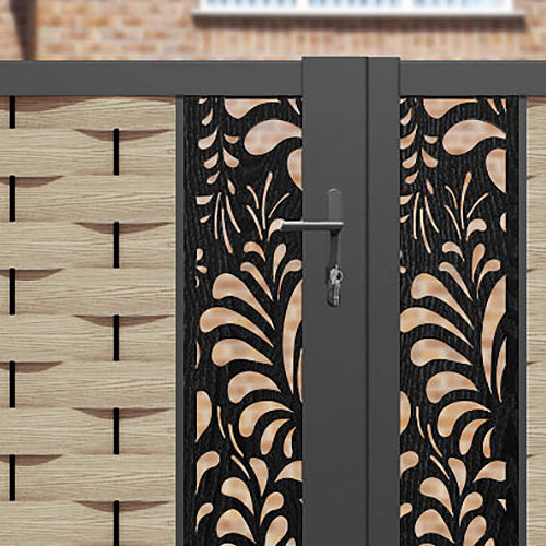 Ripple Petal Straight Top Driveway Gate - Light Oak - Middle Screen