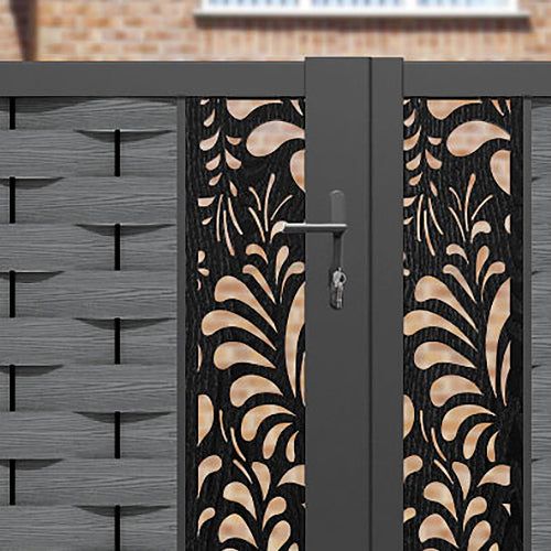 Ripple Petal Straight Top Driveway Gate - Mid Grey - Middle & End Screen