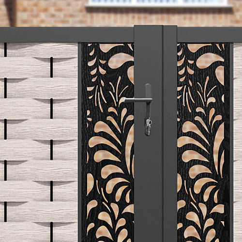 Ripple Petal Straight Top Driveway Gate - Mid Stone - Middle & End Screen