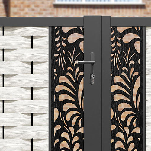 Ripple Petal Straight Top Driveway Gate - Light Stone - Middle & End Screen