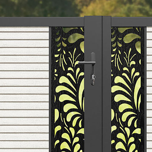 Hudson Petal Straight Top Driveway Gate - Light Stone - Middle & End Screen