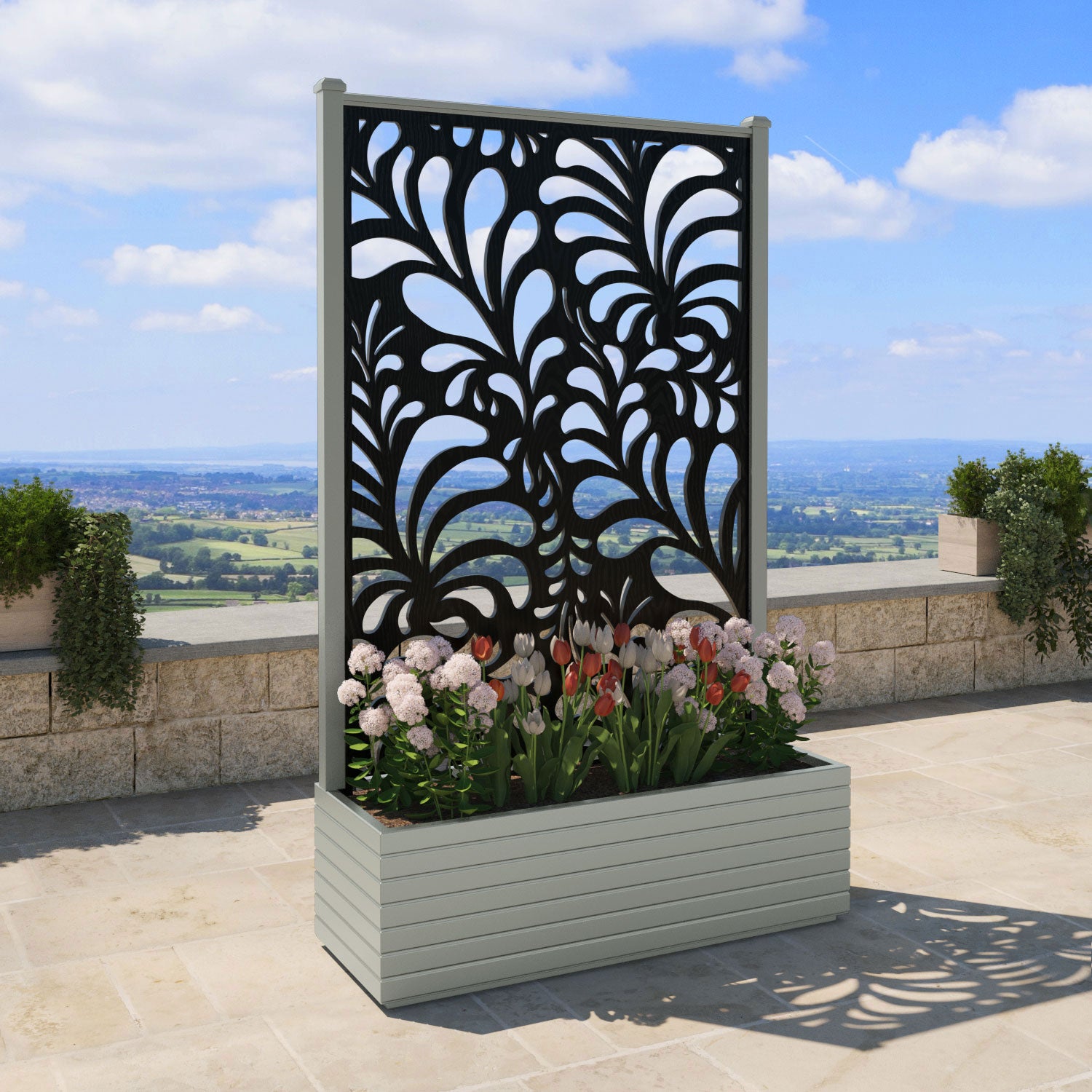 Vertu - Extra Large High Planter - Petal Screen