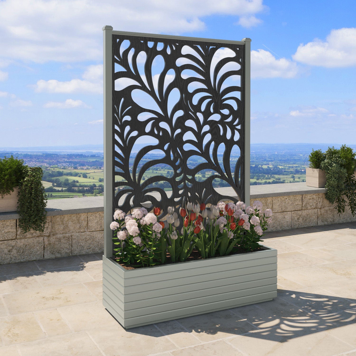Vertu - Extra Large High Planter - Petal Screen
