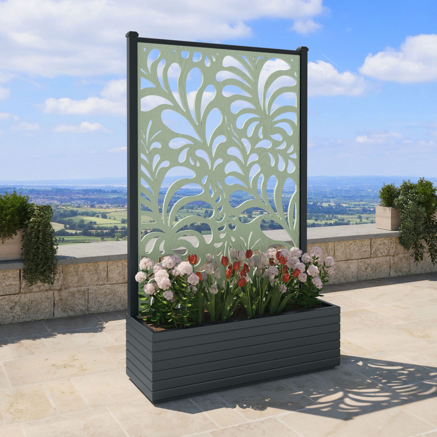 Vertu - Extra Large High Planter - Petal Screen