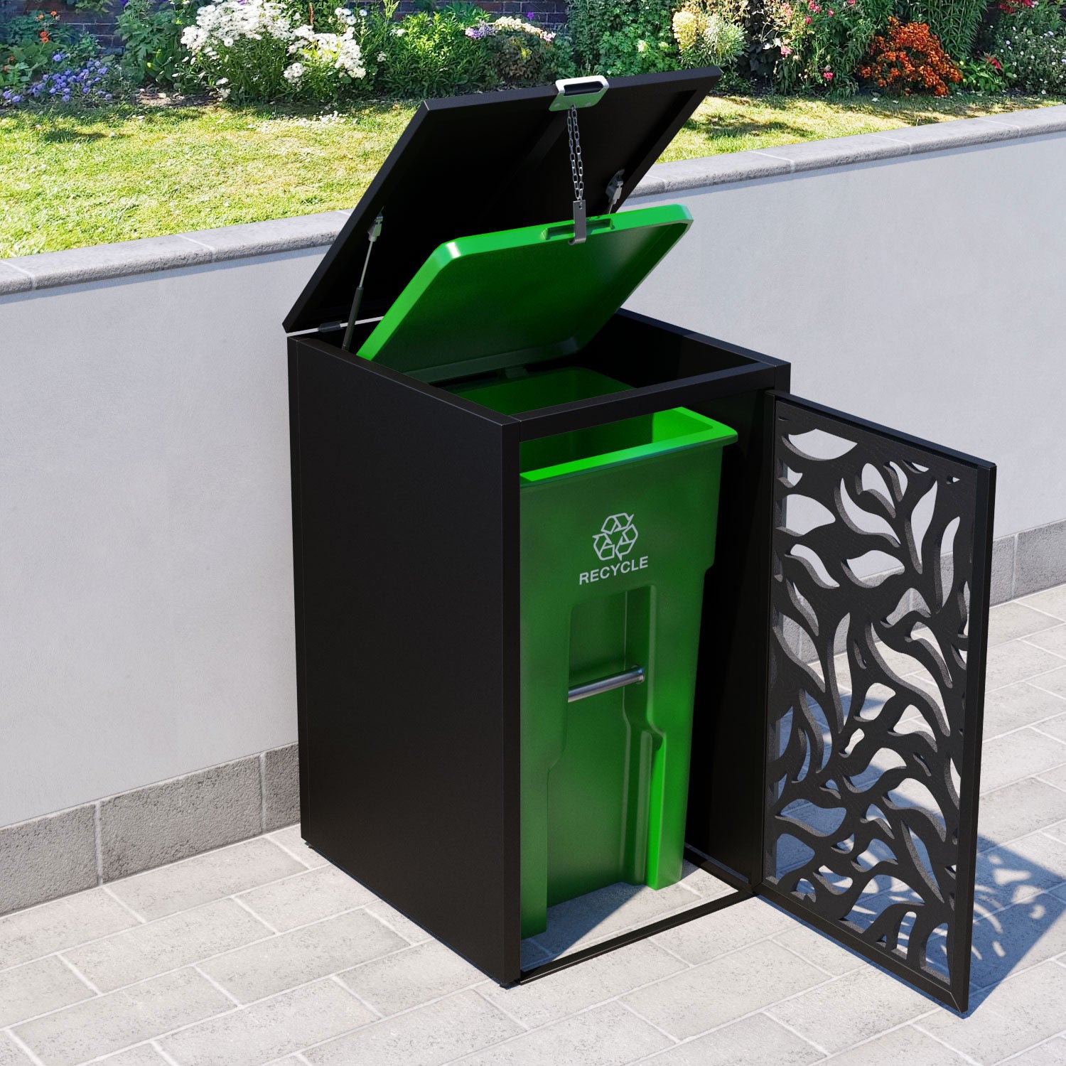 Black 1 Bin Store with Plume Door Screen