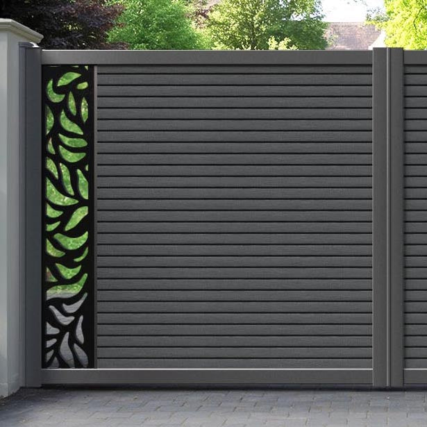 Hudson Plume Straight Top Driveway Gate - Dark Grey - End Screen